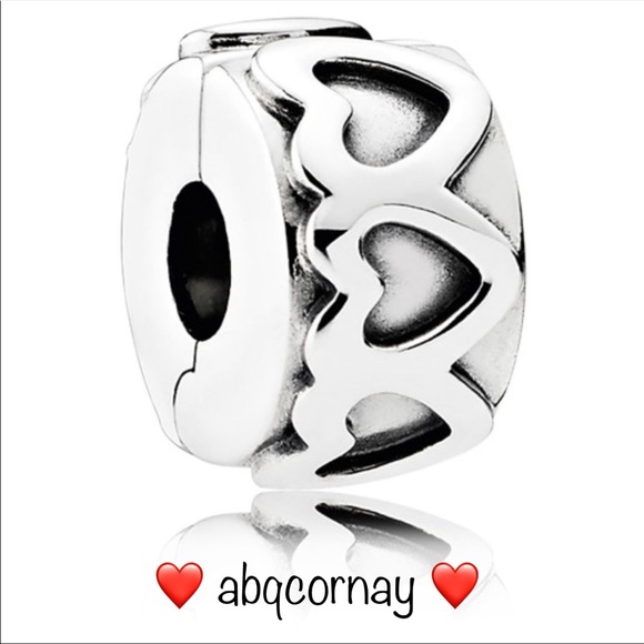 EUC Pandora 791978 Sterling Silver Row of Hearts Clip - Picture 1 of 8